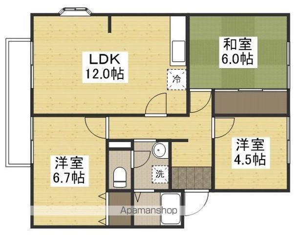 サンビレッジ南輝A(3LDK/2階)の間取り写真