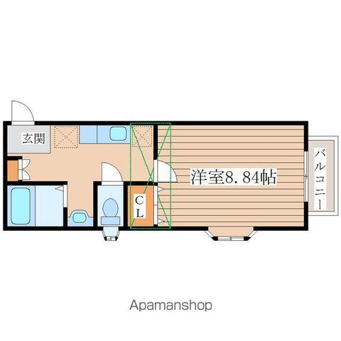 ベルパーク南吉成B(1K/2階)の間取り写真