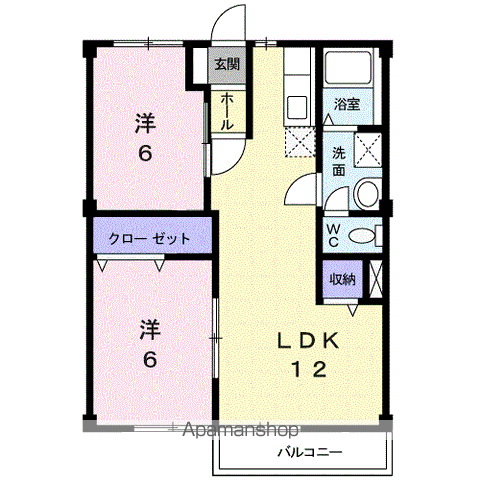 ニューシティカズミ(2LDK/2階)の間取り写真