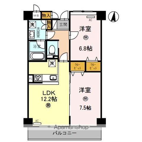 イースト VILLAGE 2001(2LDK/7階)の間取り写真