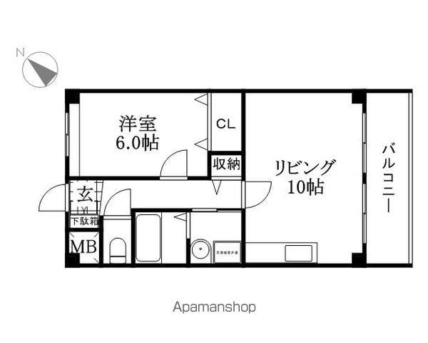 HATS(1LDK/3階)の間取り写真