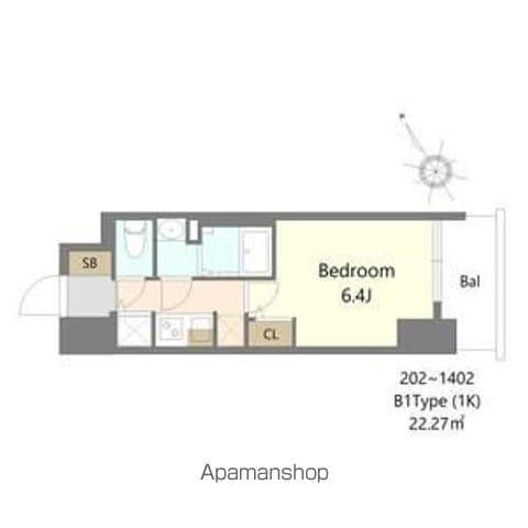 S-RESIDENCE堺湊駅前AZURE(1K/4階)の間取り写真