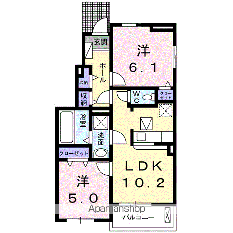 フルール・クレアⅢ(2LDK/1階)の間取り写真
