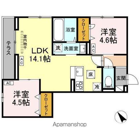 D-ROOM松木B(2LDK/1階)の間取り写真