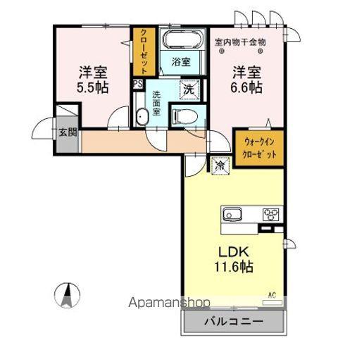 ロイジェントパークスレイクタウンⅢI(2LDK/2階)の間取り写真