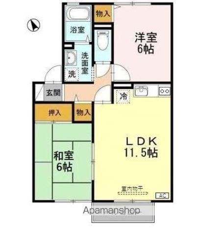 エルフタウン吉久 Ⅰ(2LDK/2階)の間取り写真