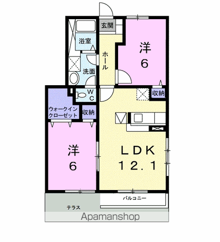 ヴィラージュⅠ(2LDK/1階)の間取り写真