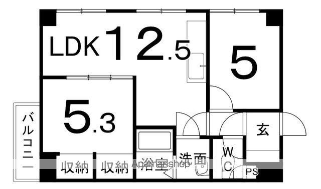 日商岩井幣舞マンション(2LDK/2階)の間取り写真
