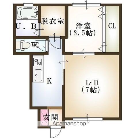 プラタナス旭町(2K/1階)の間取り写真