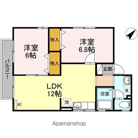 グランドール姫原(2LDK/2階)の間取り写真