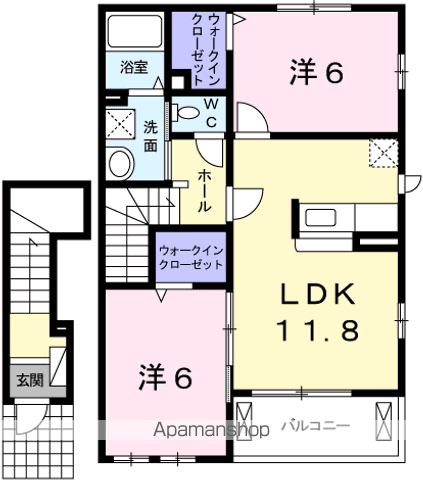 ローズミードS Ⅰ(2LDK/2階)の間取り写真