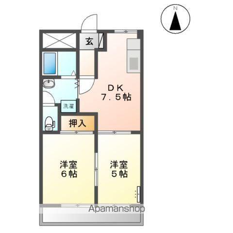 コンフォール(2DK/2階)の間取り写真