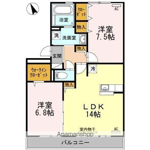 リヴェール北島(2LDK/3階)の間取り写真