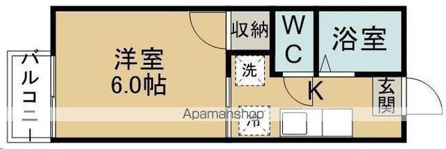ハイネス青葉B棟(1K/2階)の間取り写真