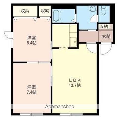 ビオス233Ⅰ(2LDK/1階)の間取り写真