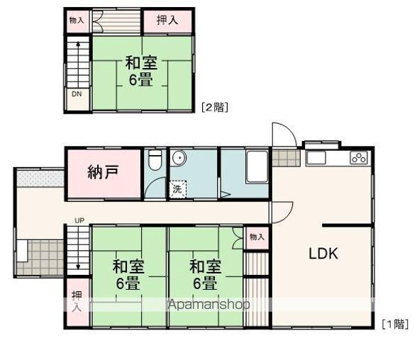 静岡鉄道静岡清水線 新静岡駅 バス乗車時間：22分 桜町公民館バス停で下車 徒歩3分 2階建 築46年(3SLDK)の間取り写真