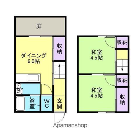 和歌山線 田井ノ瀬駅 徒歩3分 2階建 築40年(2DK/1階)の間取り写真