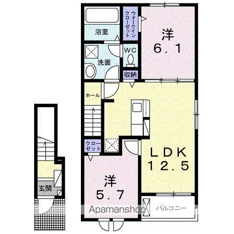 アザレアT Ⅰ(2LDK/2階)の間取り写真