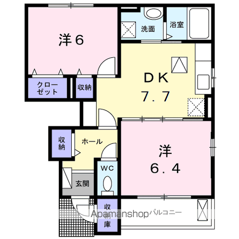 エムズサニーガーデンⅩⅢ(2DK/1階)の間取り写真