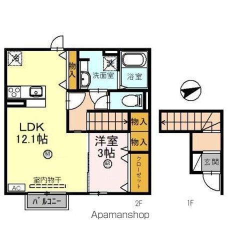 アスコット(1LDK/2階)の間取り写真