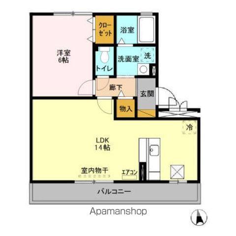 ラ ルーナB棟(1LDK/1階)の間取り写真