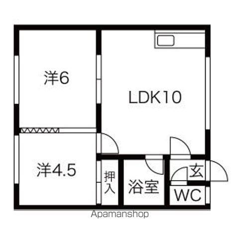 リポーズハイム25(2LDK/3階)の間取り写真
