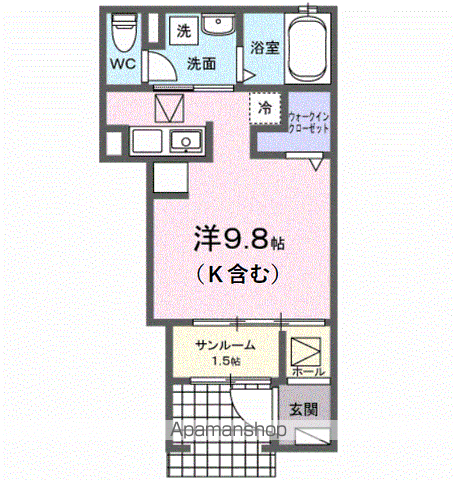 S・GⅦ(ワンルーム/1階)の間取り写真