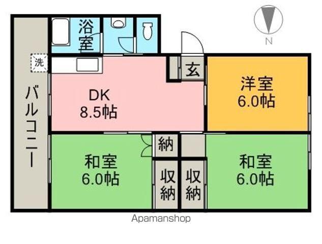 ベルコート七宝台(3DK/2階)の間取り写真