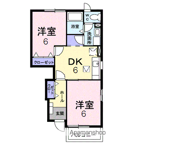 プロムナードA(2DK/1階)の間取り写真