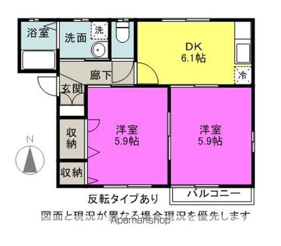ディアスなかや(2DK/2階)の間取り写真