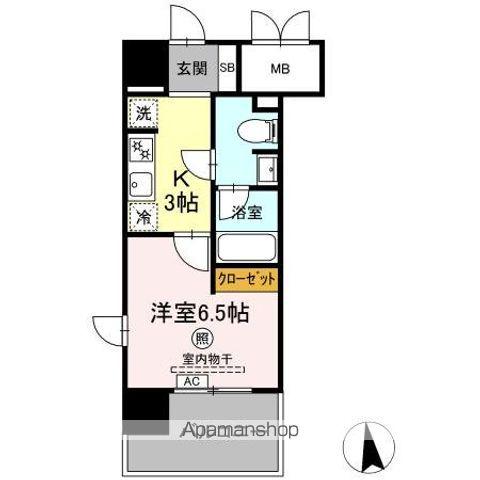 エクルベージュ(1K/4階)の間取り写真