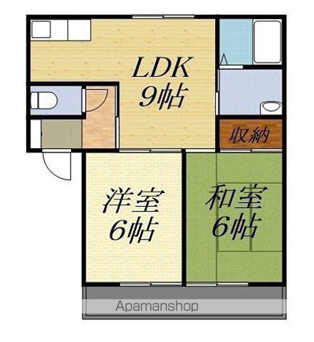 ハイツボヌール(2DK/1階)の間取り写真