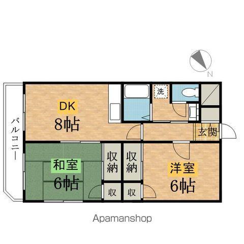 フラットハピネス(2DK/2階)の間取り写真