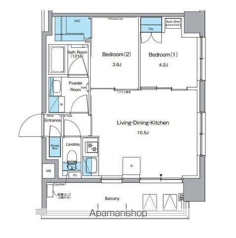 ルフォンプログレ押上イースト(2LDK/7階)の間取り写真