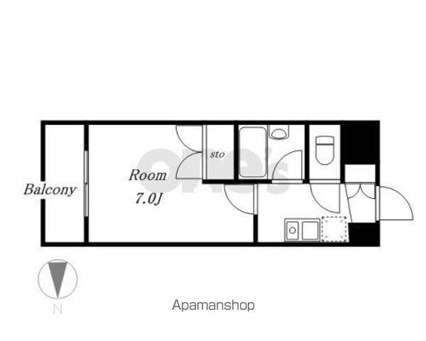 ビハ-ラ白壁(1K/2階)の間取り写真