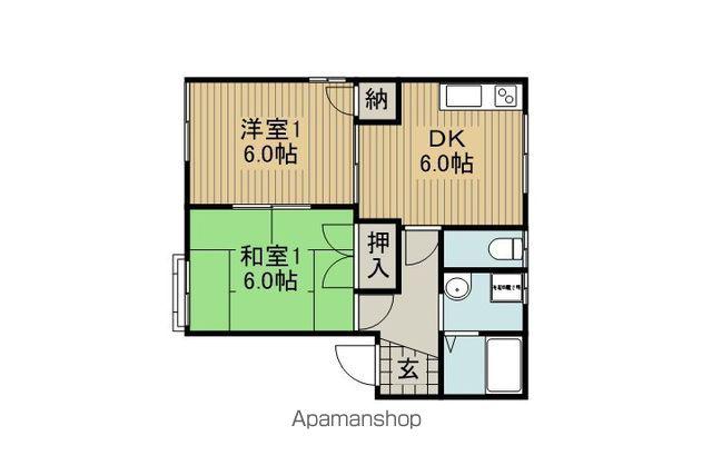 フレグランス増沢B棟(2DK/1階)の間取り写真