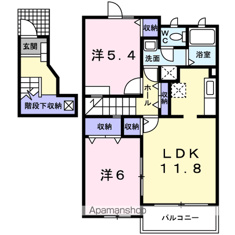 エクセランⅡ(2LDK/2階)の間取り写真