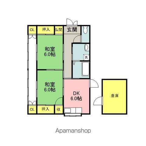 日田彦山線 豊前川崎駅 徒歩15分 1階建 築19年(2DK)の間取り写真