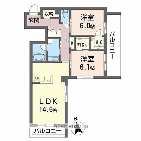 ディアマント番町(2LDK/2階)の間取り写真