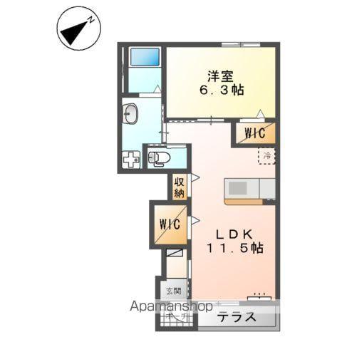 ピースフル(1LDK/1階)の間取り写真
