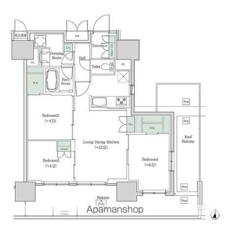 ブルックサイドレジデンス木場(3LDK/8階)の間取り写真