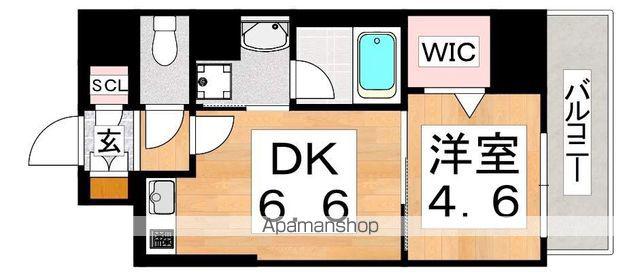サザンクレストなんば南(1DK/12階)の間取り写真