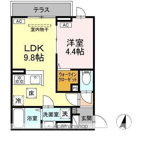 セレスティア若宮(1LDK/1階)の間取り写真