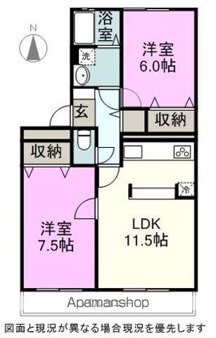 グランディール中村 B(2LDK/1階)の間取り写真