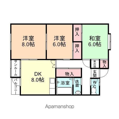 サンシャインEBARA B(3DK/2階)の間取り写真