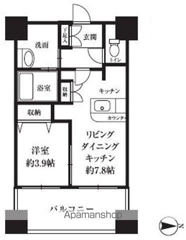 COCOCUBE大森山王(1DK/10階)の間取り写真