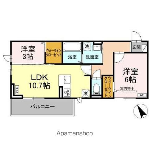 トリシア野多目I I(2LDK/3階)の間取り写真