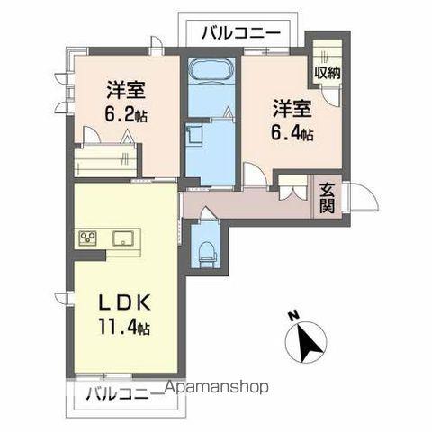 ベレオ西新浜 B棟(2LDK/3階)の間取り写真