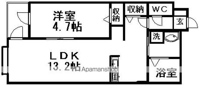 ローラス茶町(1LDK/4階)の間取り写真