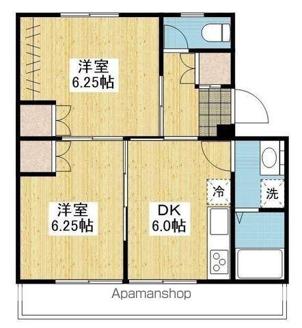 アルト堀江2号棟(2DK/3階)の間取り写真